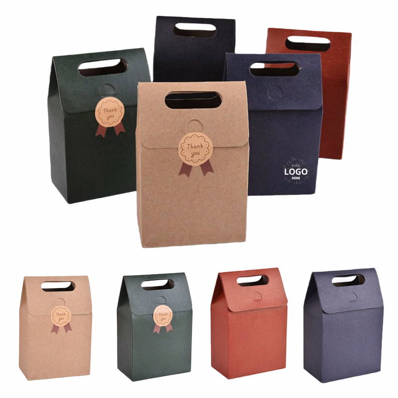 co Friendly Kraft Paper Gift Bag With Flap and Handles