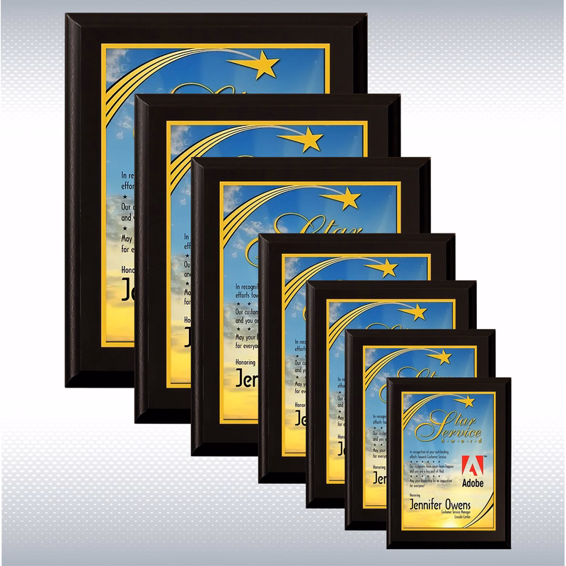 Black Matte Finish Wood Plaque w/Full Color Sublimated Plate