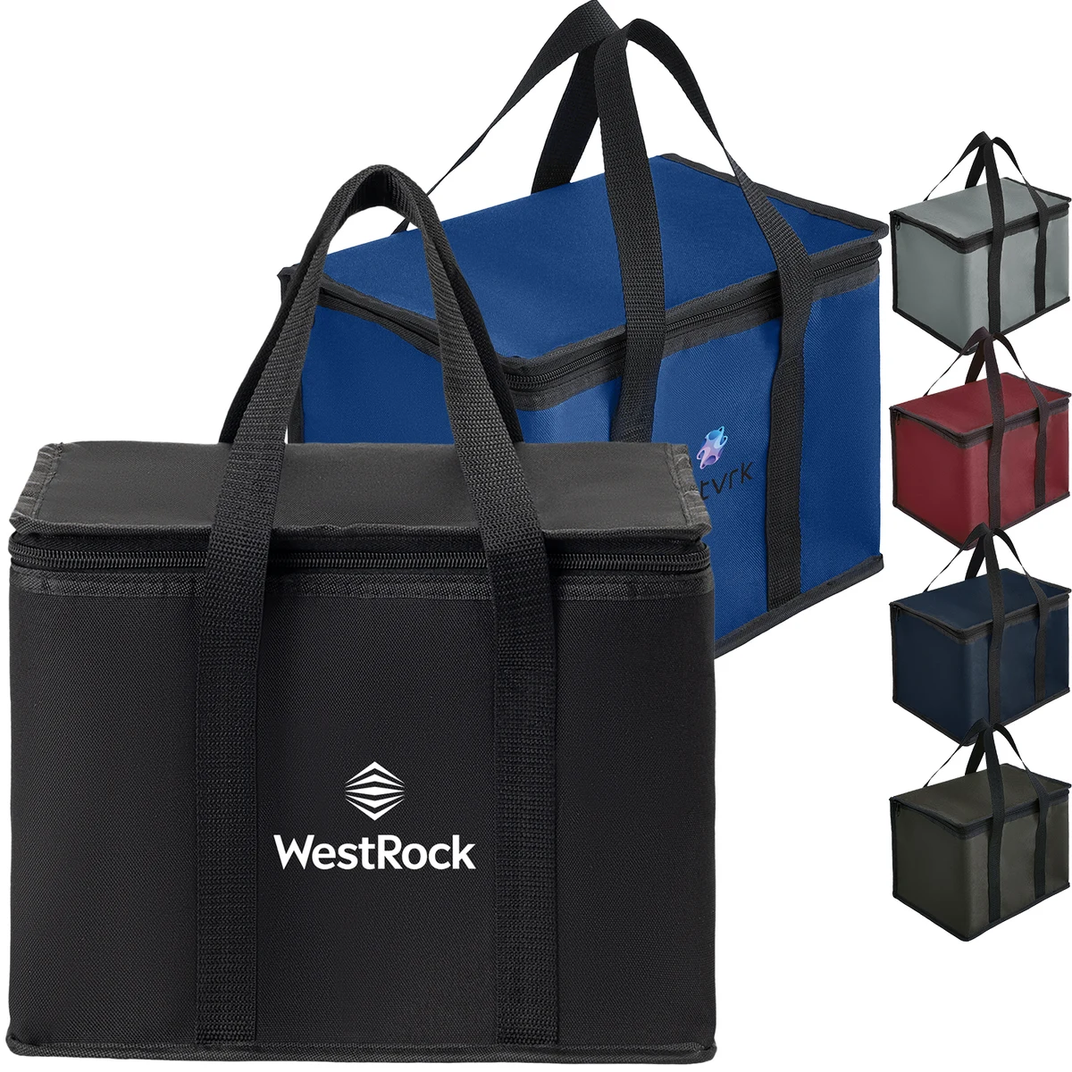 600D Insulated Zipper closure Lunch Bag with Double Handles 1