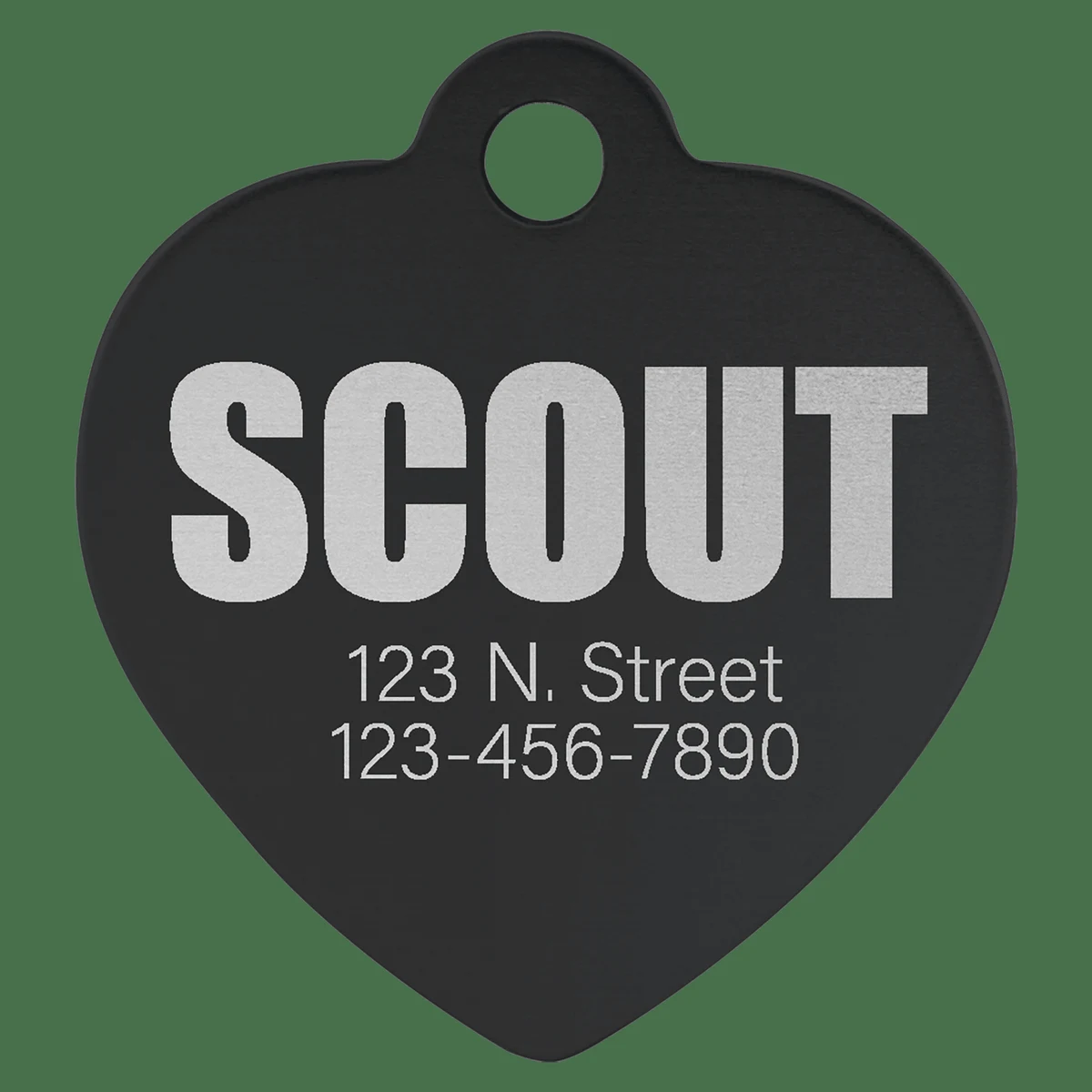 1 1/4" x 1 1/4" Black Anodized Aluminum Heart Pet Tag 1