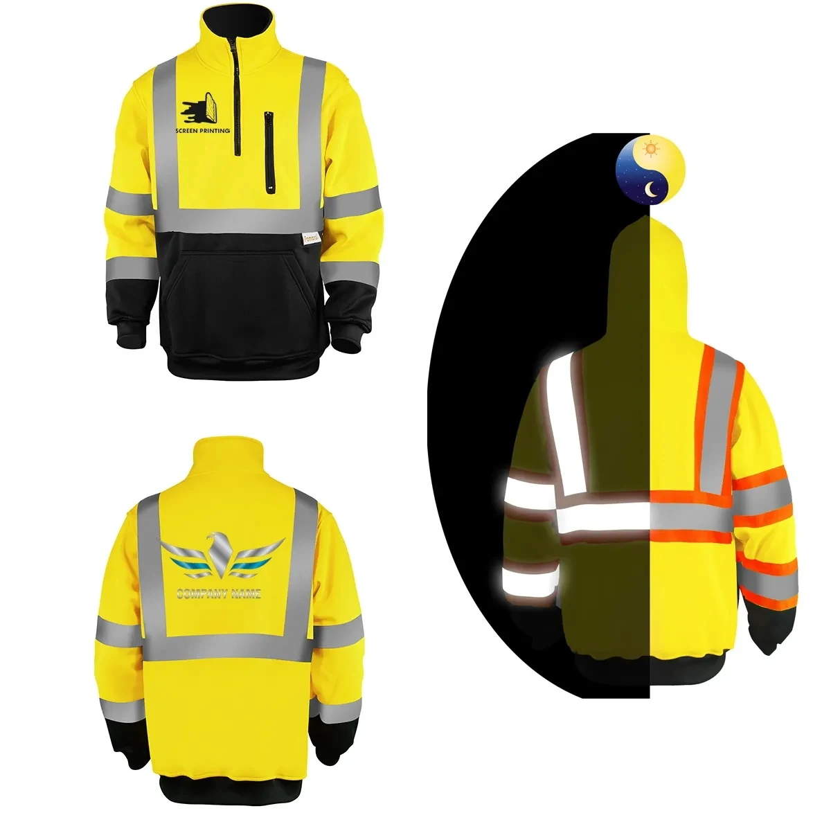 PREMIUM HI VIZ COLOR BLOCK SAFETY QUARTER ZIP WITH POCKET 1