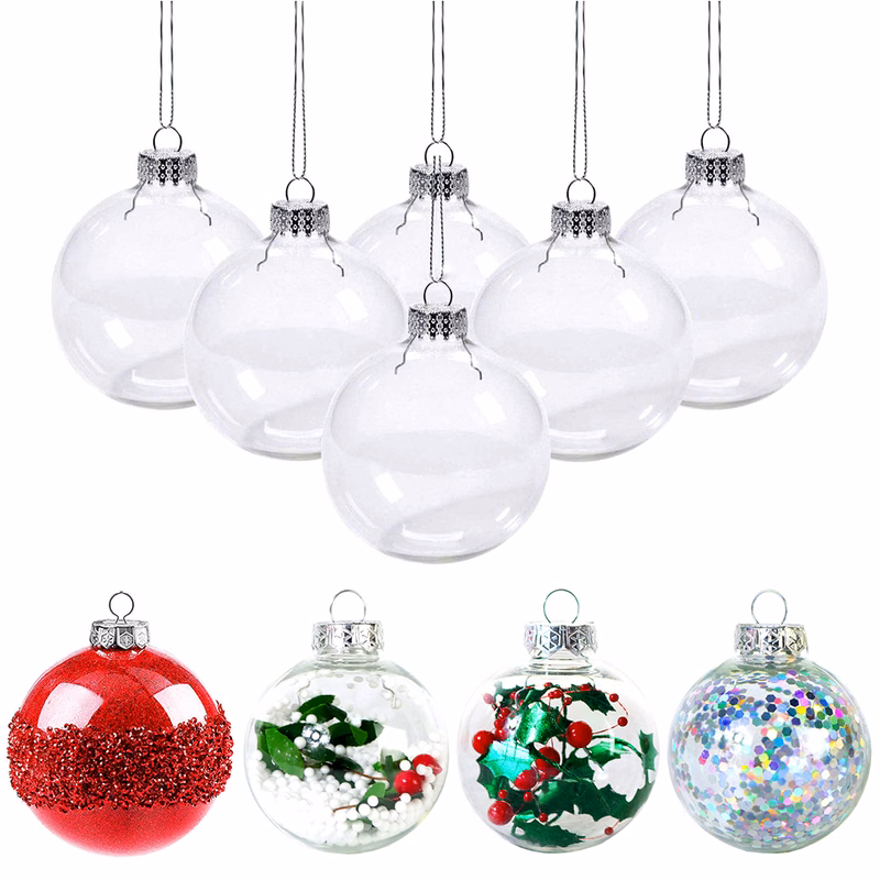 Christmas Tree 6pcs 6cm Transparent Decorative Ball Pendant