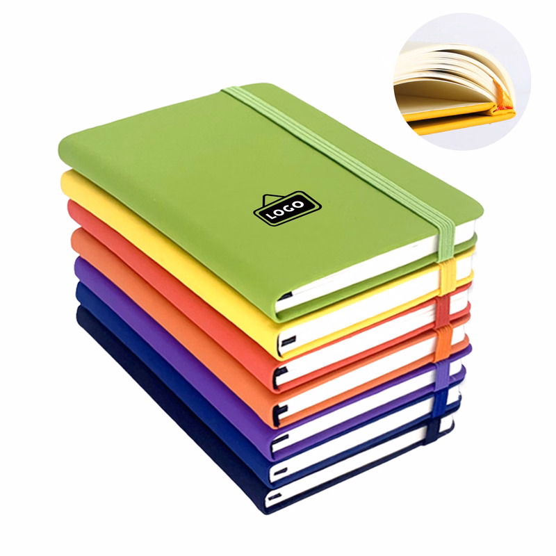 MOQ50 Custom Logo A5 Leather Strap Notebook Office School