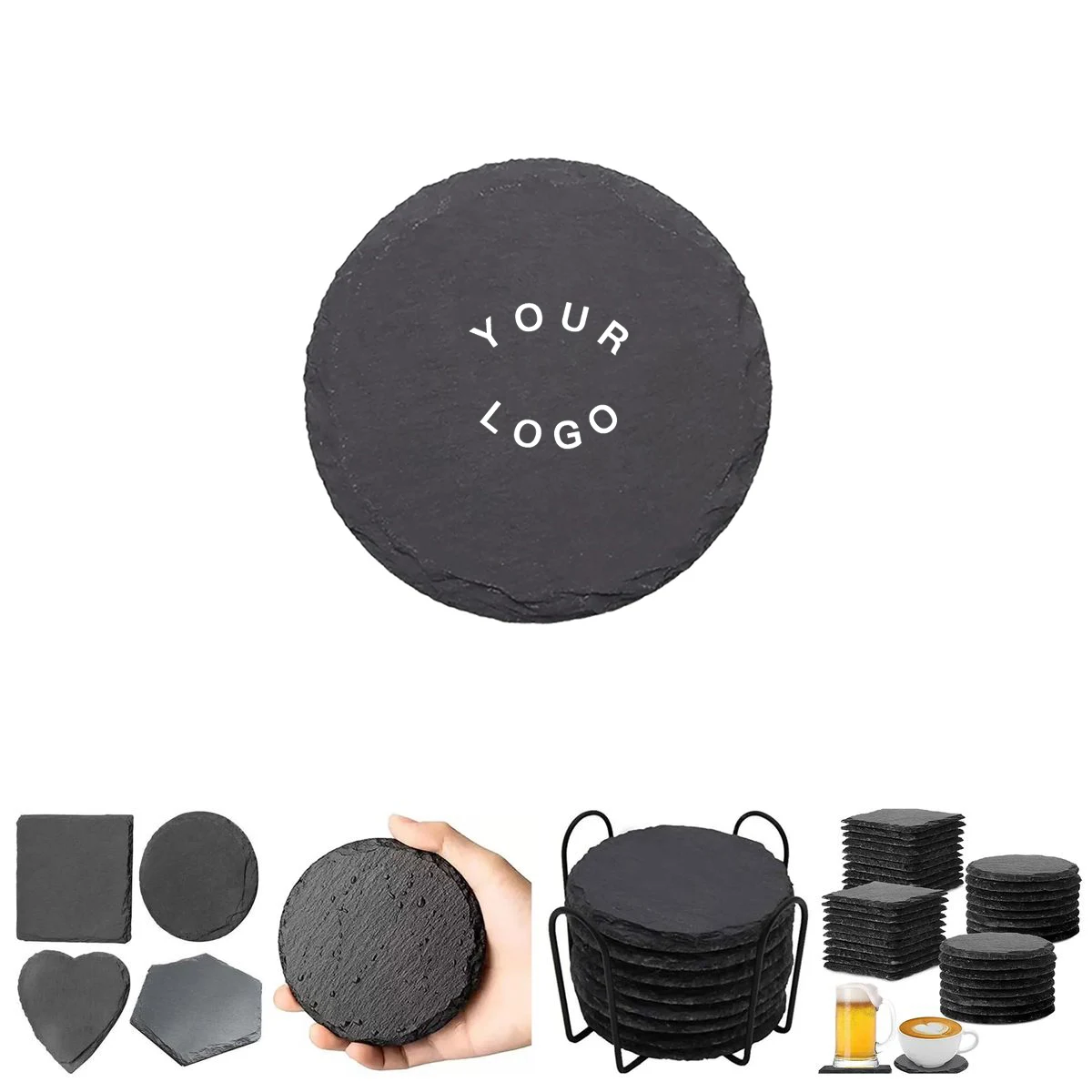 Natural Stone Coaster with Rustic Slate Texture 1