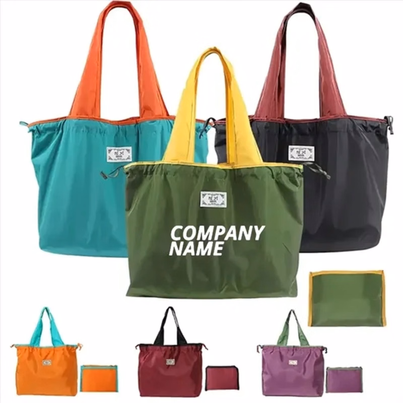 Shopping Tote Bag with Drawstring Closure

