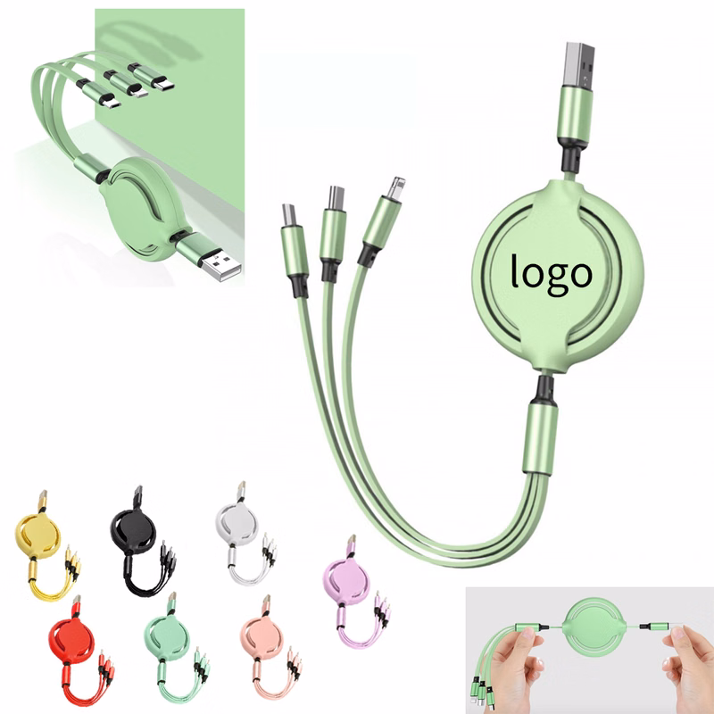 Aluminum Alloy 3 In 1 Telescopic Charging Cable
