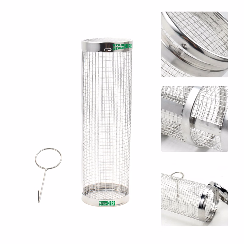 Outdoor Rolling BBQ Basket 304 Stainless Steel