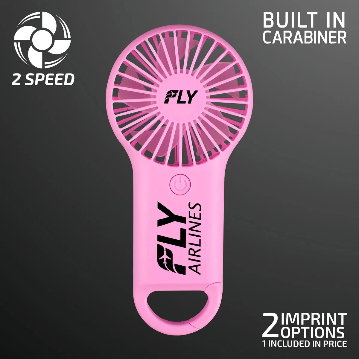 Pastel Pink Deluxe Mini Fan w/ Carabiner No Light 1