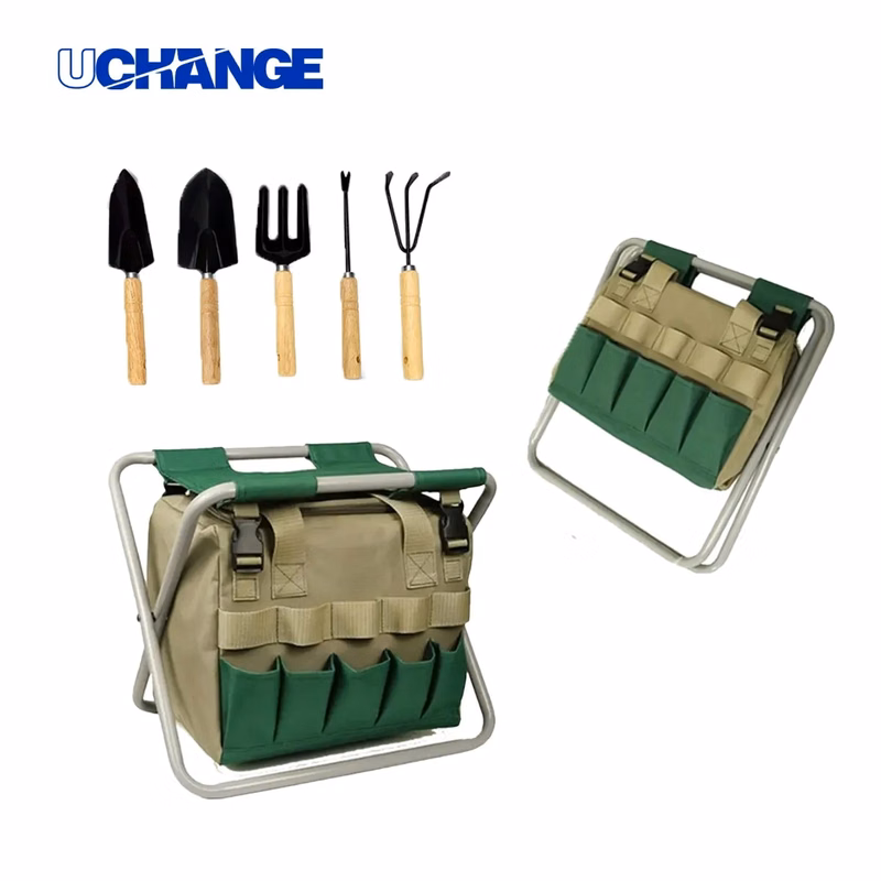 30L Folding Garden Stool With 5-Piece Tool Set & Bag