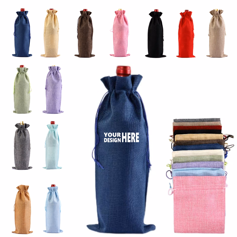 Red Wine Packaging Bag With Linen Imitation