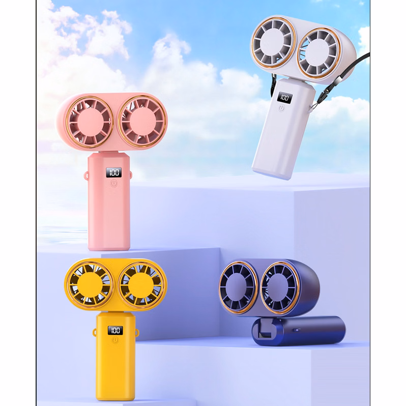 Foldable Handle Fan With Lanyard