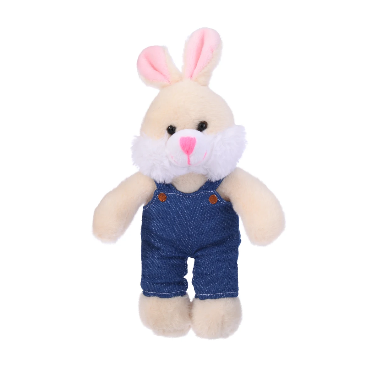 Soft Plush Bunny in Denim Overall 1