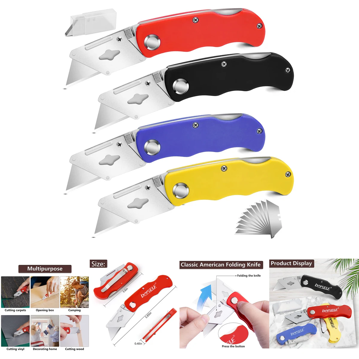 4 Pack Box Cutters with 10 Blades 1