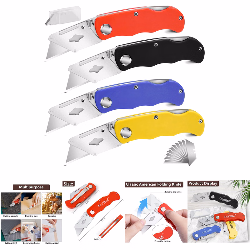 4 Pack Box Cutters with 10 Blades