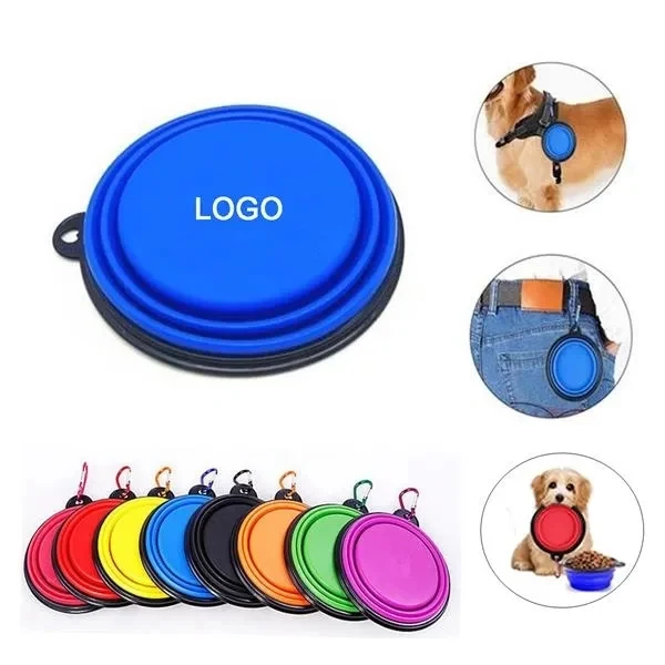 Foldable Silicone Dog Bowl with carabiner clips 1