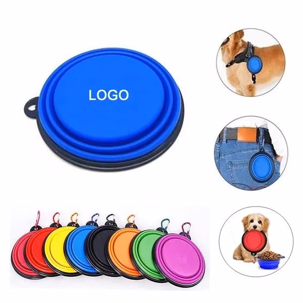 Foldable Silicone Dog Bowl with carabiner clips