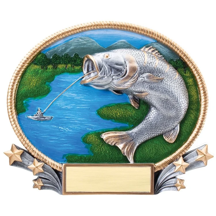 Large Bass 3D Oval Resin Awards 1