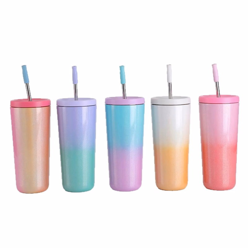 25 Oz. Gradient Stainless Steel Vacuum Tumbler with Straw