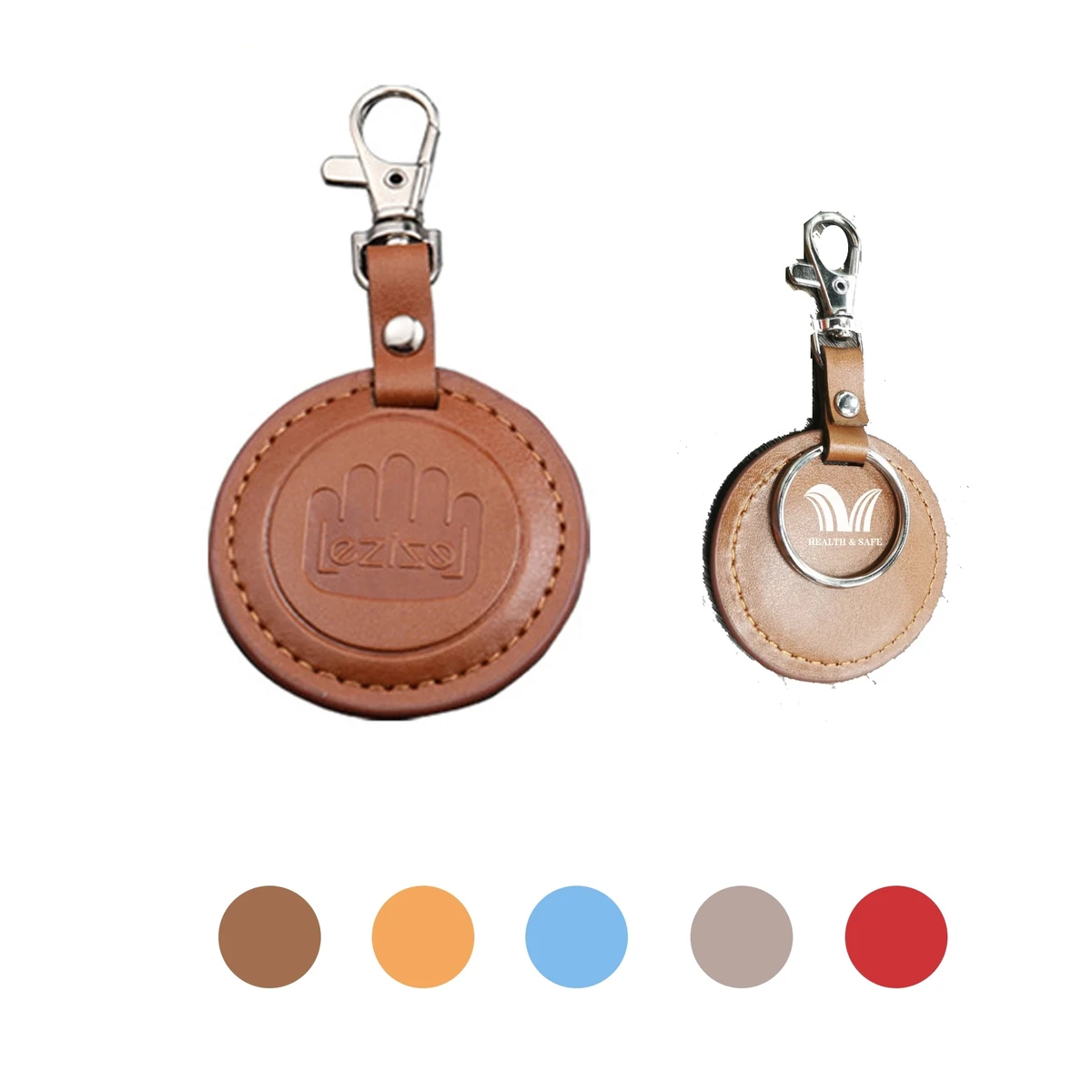 Custom Round PU Leather Keychain 1