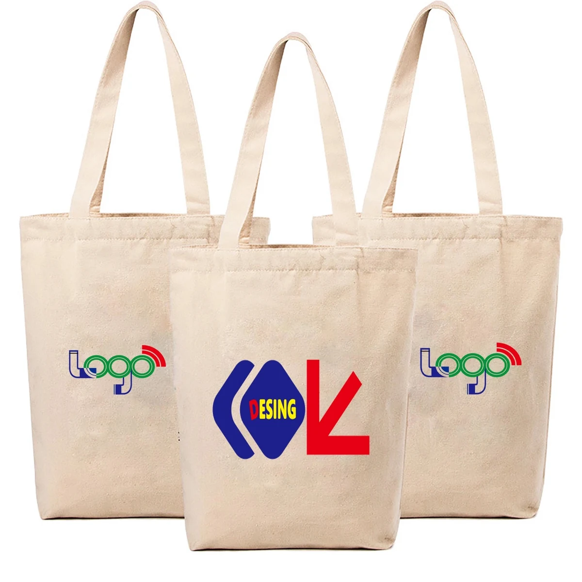 Canvas Tote Bags Wirh Long Handles, custom tote bag with logo imprint 1