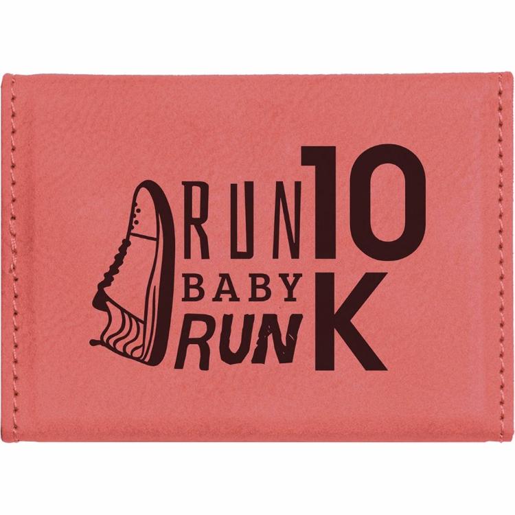 3 3/4" x 2 3/4" Pink Leatherette Hard Business Card Holder