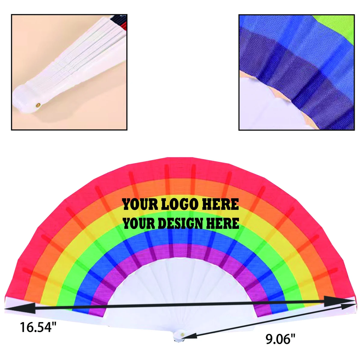 Durable Handheld Rainbow Fan Full Color 1