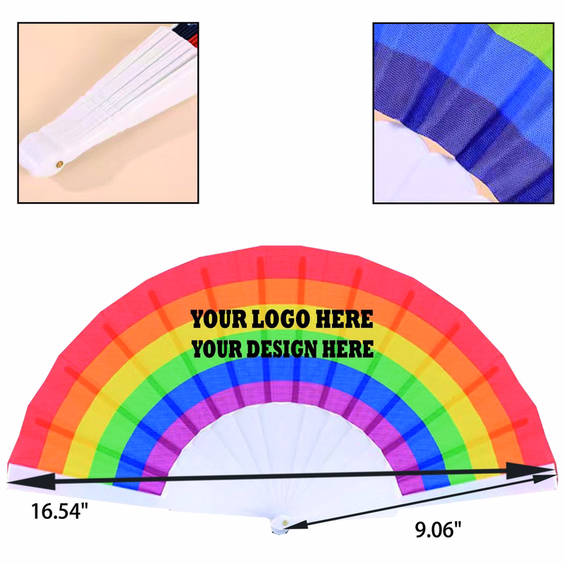 Durable Handheld Rainbow Fan Full Color