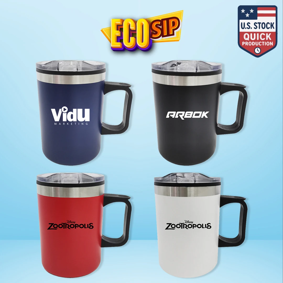 EcoSip 14oz Double Wall Camping Mug With Handle 1