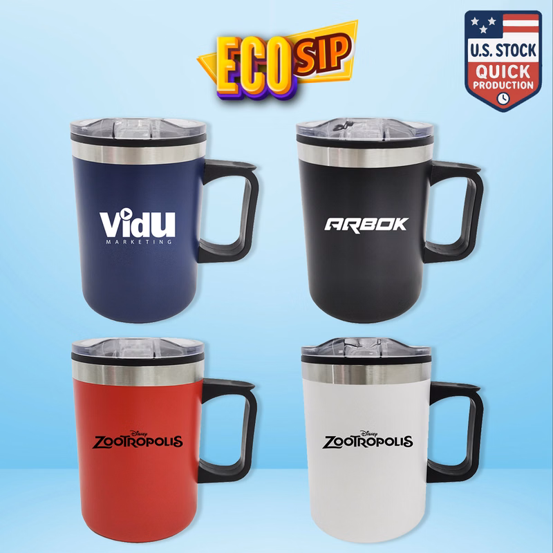 EcoSip 14oz Double Wall Camping Mug With Handle