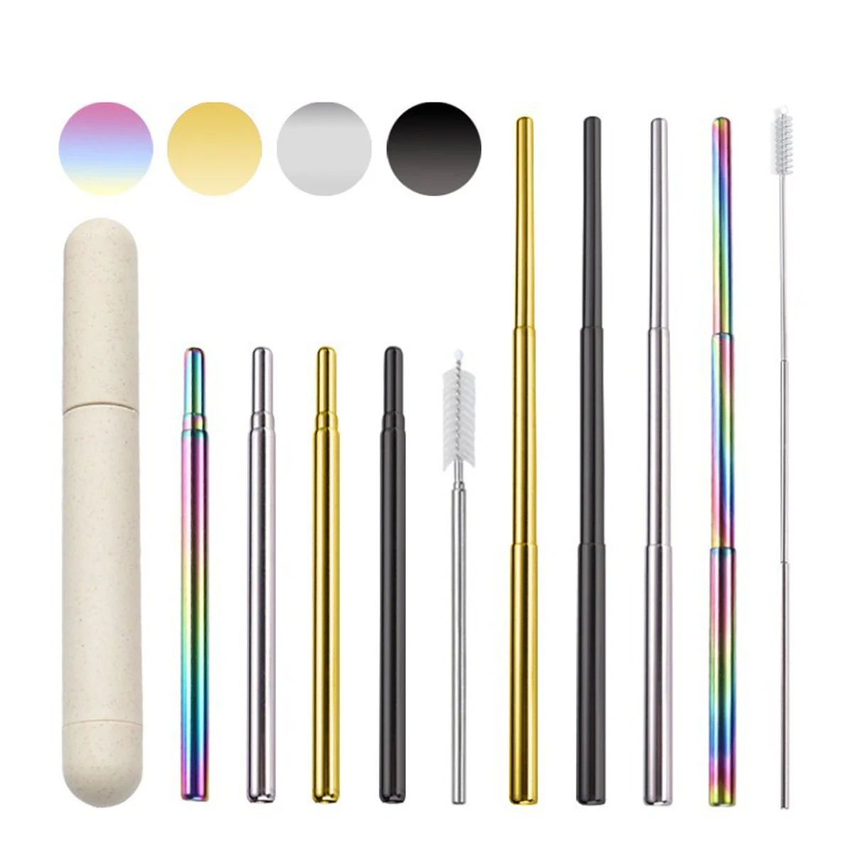 Telescopic Stainless Steel Drinking Straw with Tube Case 1
