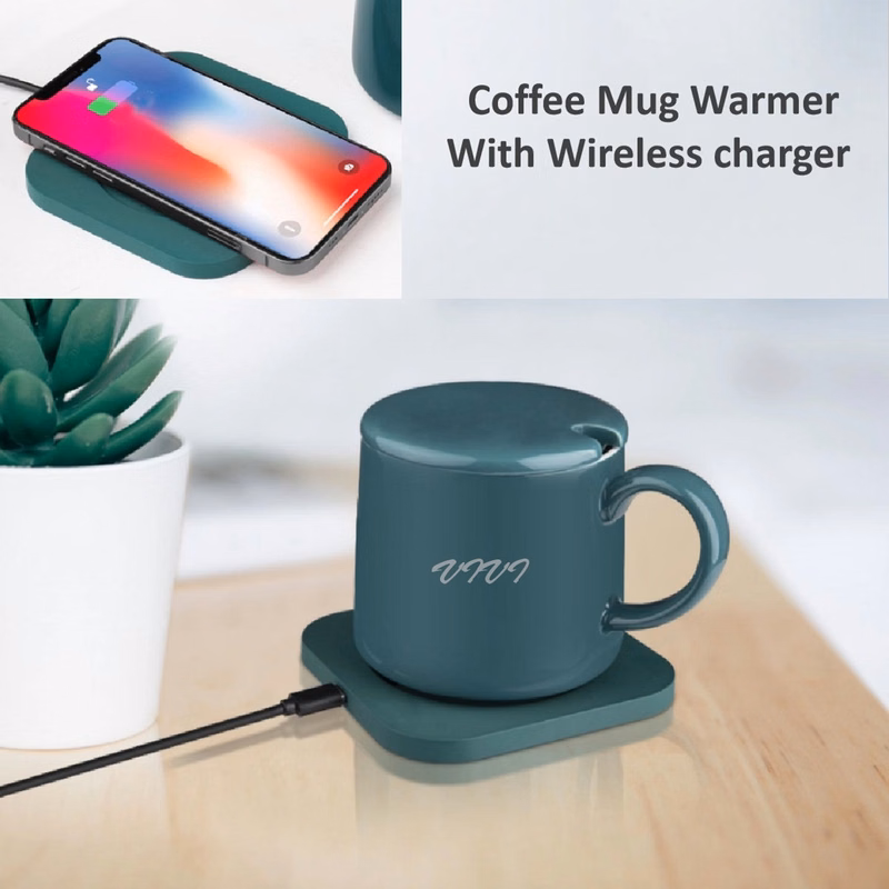 Coffee Mug Warmer With Wireless Charger For Desk