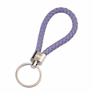 Stylish Plastic Buckle Weaved PU Leather Keychain