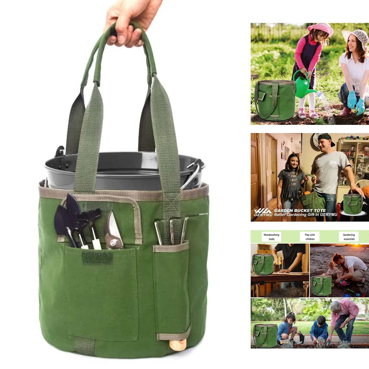 Garden Tools Bucket Bag, custom tote bag with logo imprint 1