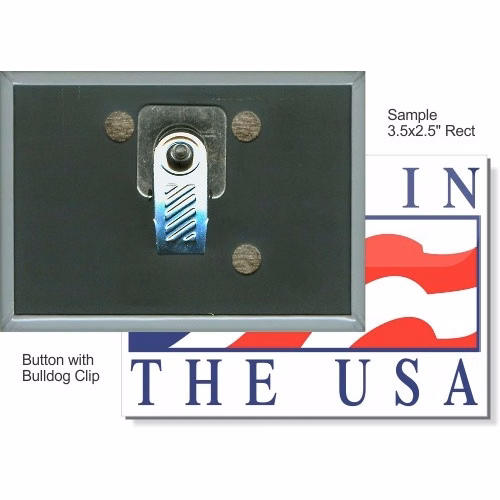 Bulldog Clip 3 1/2 Inch X 2 1/2 Inch Rectangular Button