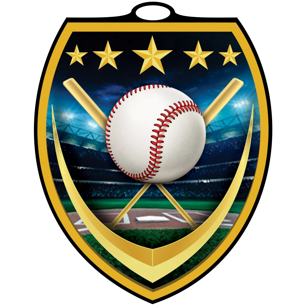 Baseball Vibraprint™ Shield Medallion (3") 1