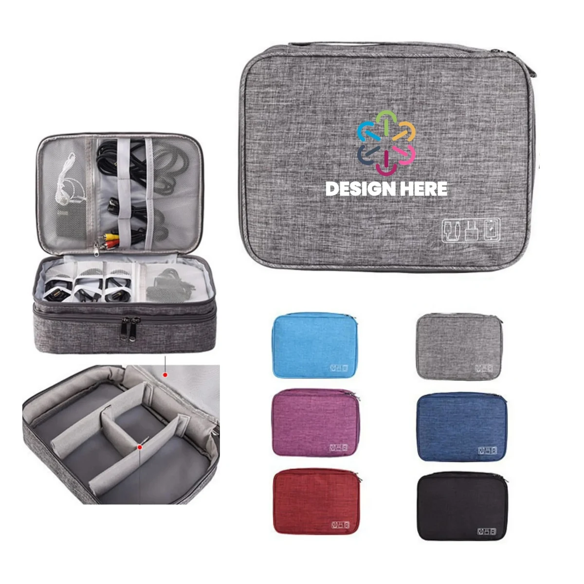Multifunctional Data Cable Storage Bag Two Layer 1