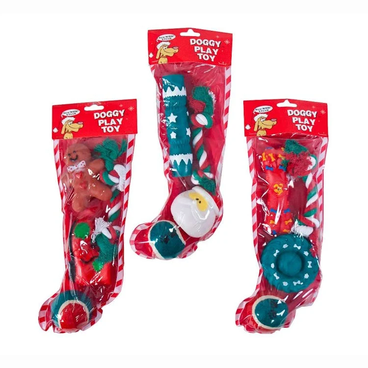 Christmas Stocking with Dog Toys Assorted 4pc 1