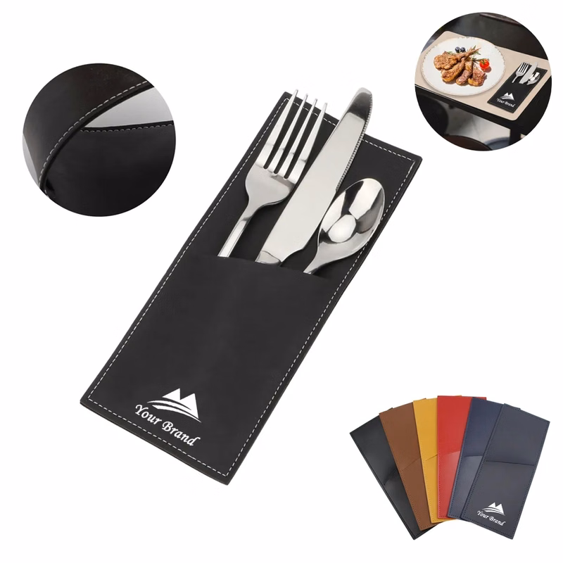 Leather Cutlery Sleeve Utensil Holder