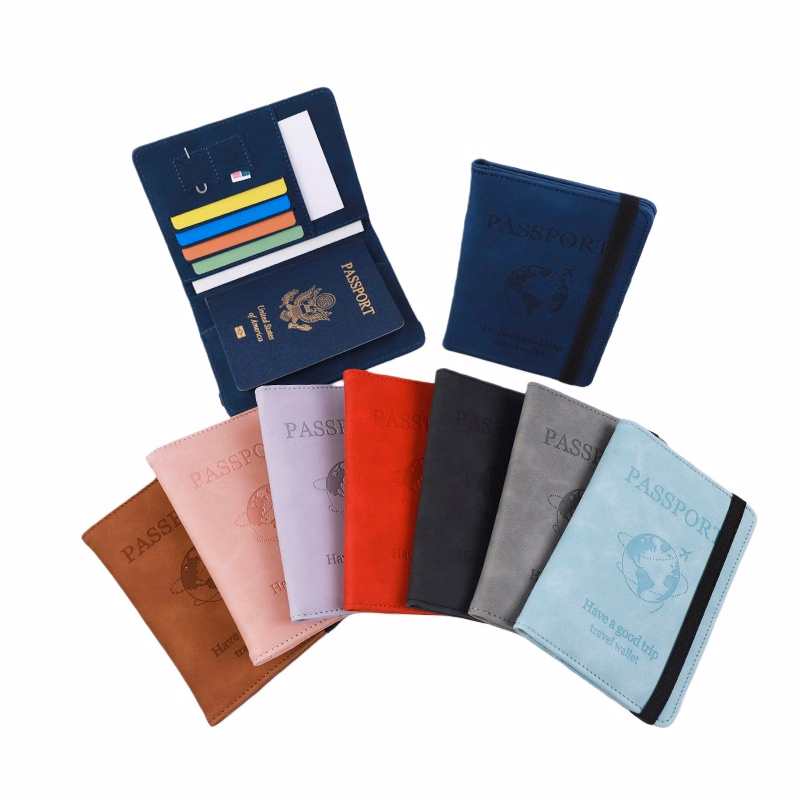 PU Leather RFID-Blocking Passport Holder W/ Elastic Closure