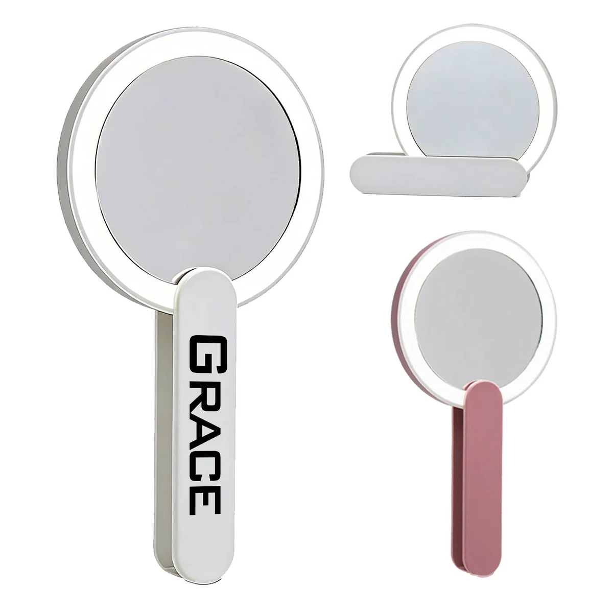 USB Rechargeable Foldable LED Handheld Makeup Mirror 1