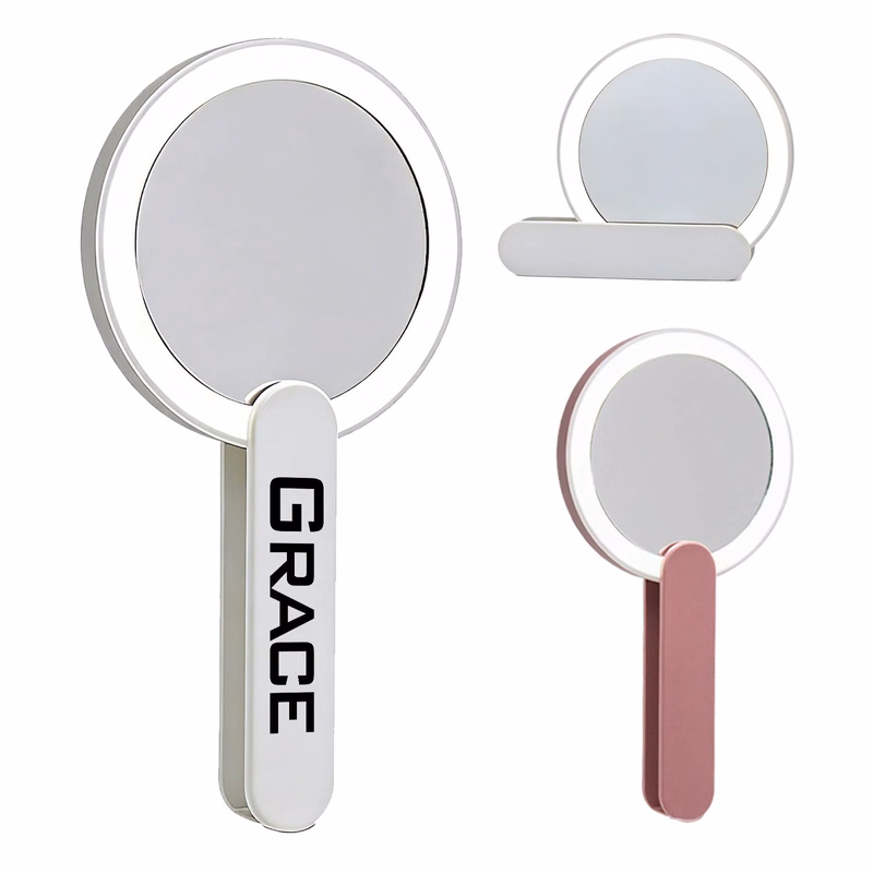 USB Rechargeable Foldable LED Handheld Makeup Mirror