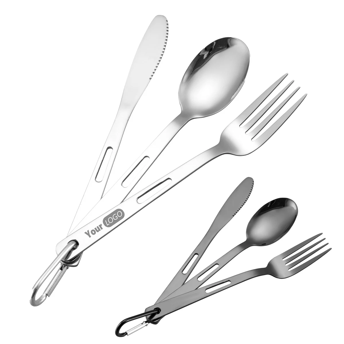Stainless Steel Portable Mountain Climbing Buckle, Knife, Fork, Spoon 1