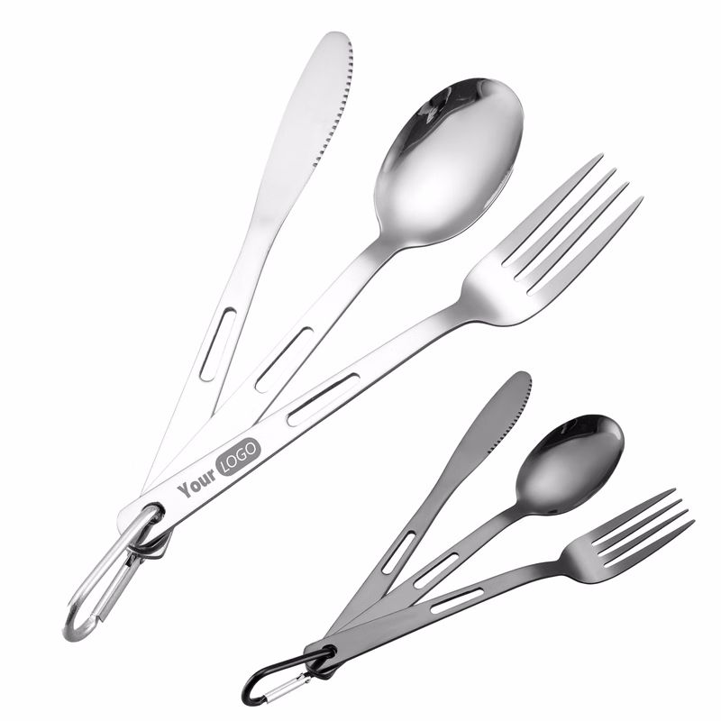 Stainless Steel Portable Mountain Climbing Buckle, Knife, Fork, Spoon