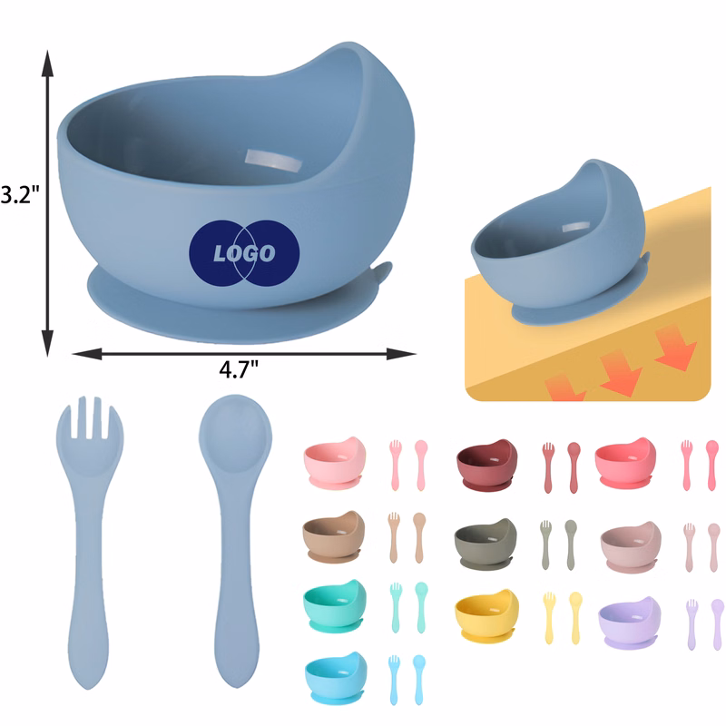 Durable Toddler Suction Cup Silicone Bowl Set