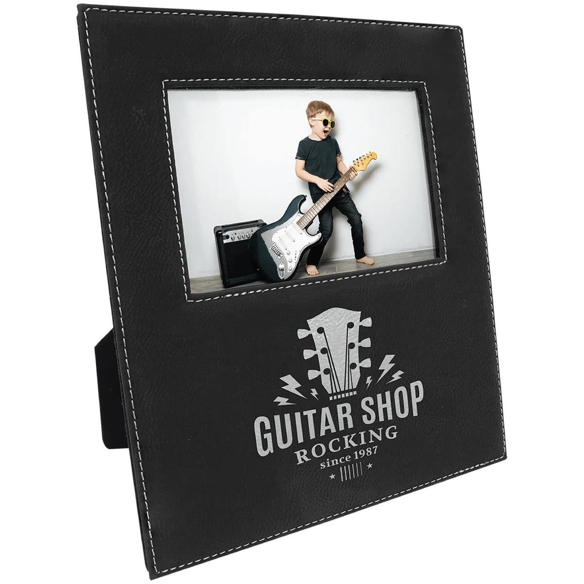 4" x 6" Black & Silver Leatherette Photo Frame 1