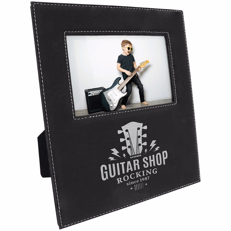 4" x 6" Black & Silver Leatherette Photo Frame