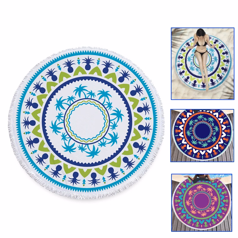 59 Inch Microfiber Fabric Round Beach Towel