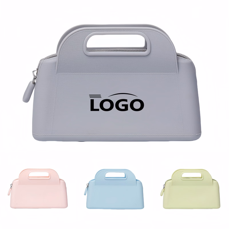 Candy-Colored Silicone Cosmetic Bag with Handles