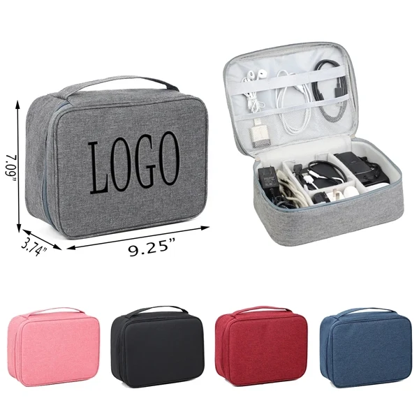 Custom Tech Organizer Storage Bag With Mesh Pockets — Cable & Charger Carrying Tote 1