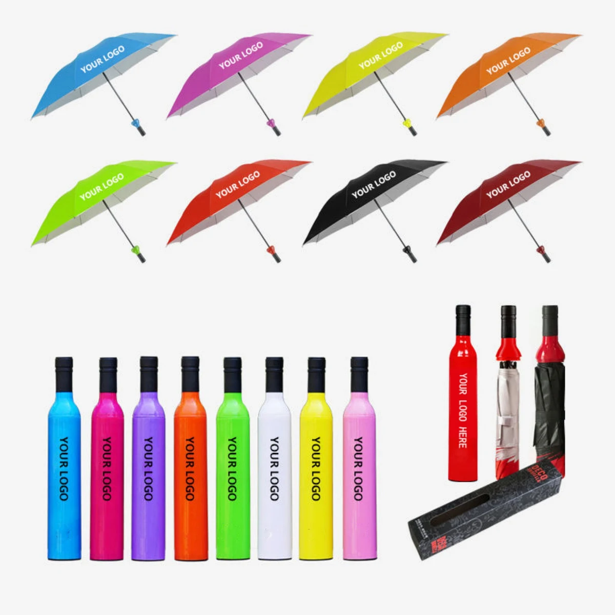 Multicolor Wine Bottle Folding Umbrella 1